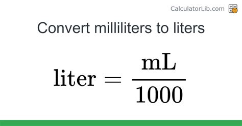 3100ml to l|Milliliter to Liter Conversion (mL to L) .